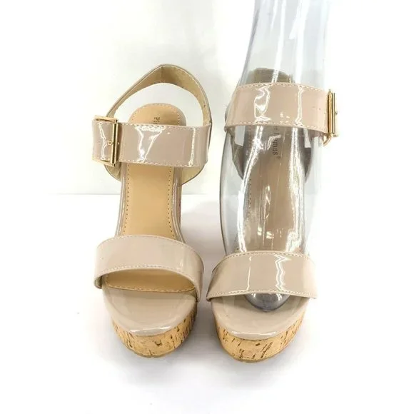 Wedge High Heels, PIERRE DUMAS Sandal Stilettos Wedges High Heel Shoes - Nude, 7 - Picture 8 of 9